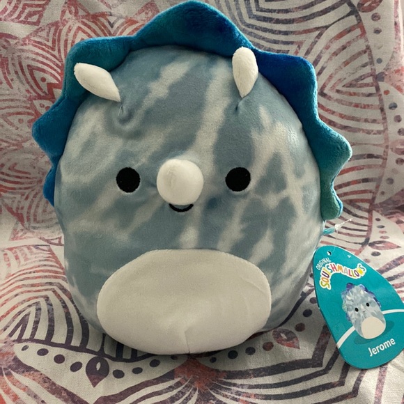 Kellytoy Accessories - NWT 7” Jerome the Blue Tie-Dye Triceratops Squishmallow